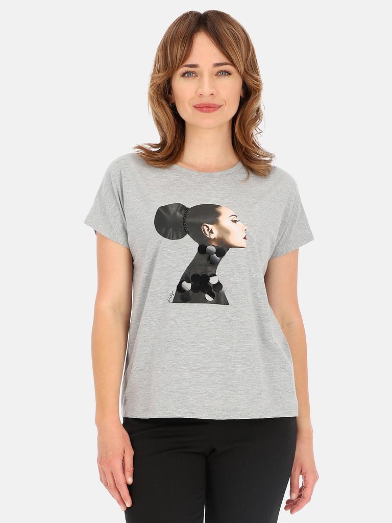 Women' cotton blouse with the image of a woman