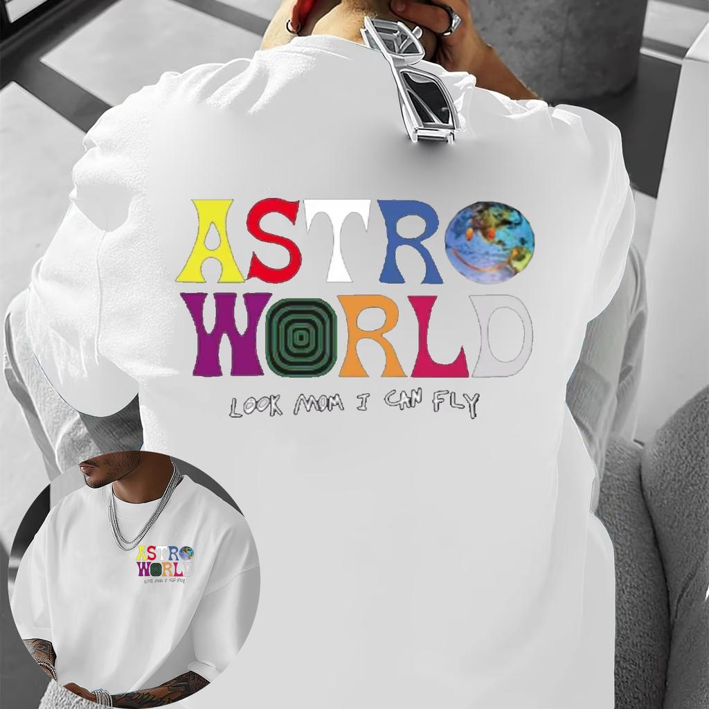 2025 Cactus Jack ASTROWORLD Men's and Women's 100% Cotton Printed T-Shirt, Hip Hop Streetwear, Watch Mom I Can Fly, Summer Y2K