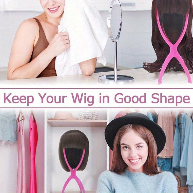 Collapsible Wig Stand for Women, Portable Wig Holder for Styling and Travel, 13.8 Inch Wig Display Head for Multiple Wigs