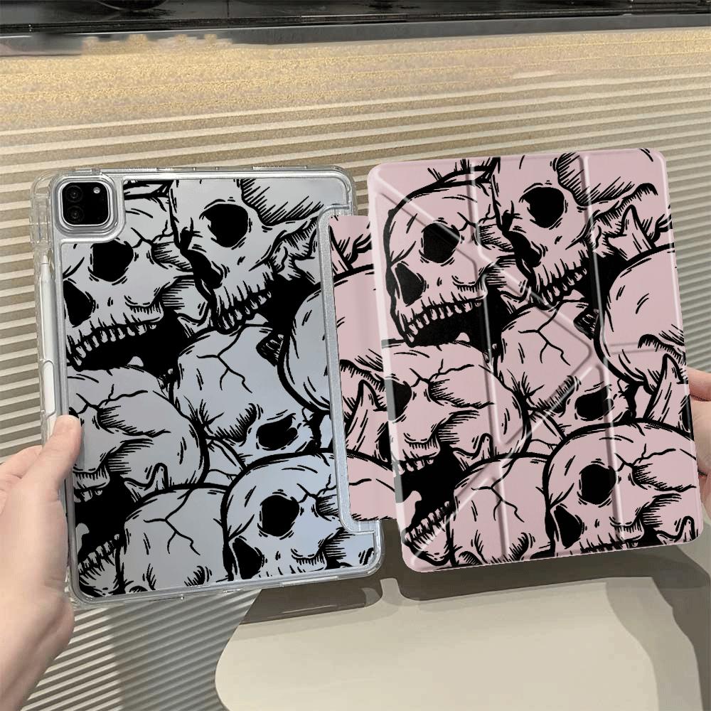 Креативная обложка-подставка Y-Fold с рисунком черепа для планшета iPad Mini 6 7 Air 4 5 M3 M2 1 2 M4 11 дюймов Pro 2025 Pro 11-го 10-го 9-го 8-го 7-го