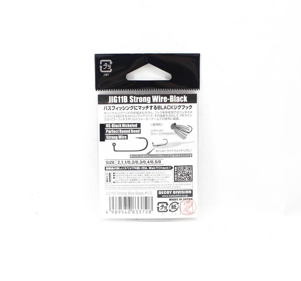 Decoy Jig-11B Strong Jig Hooks Black Size 1/0 (3728)