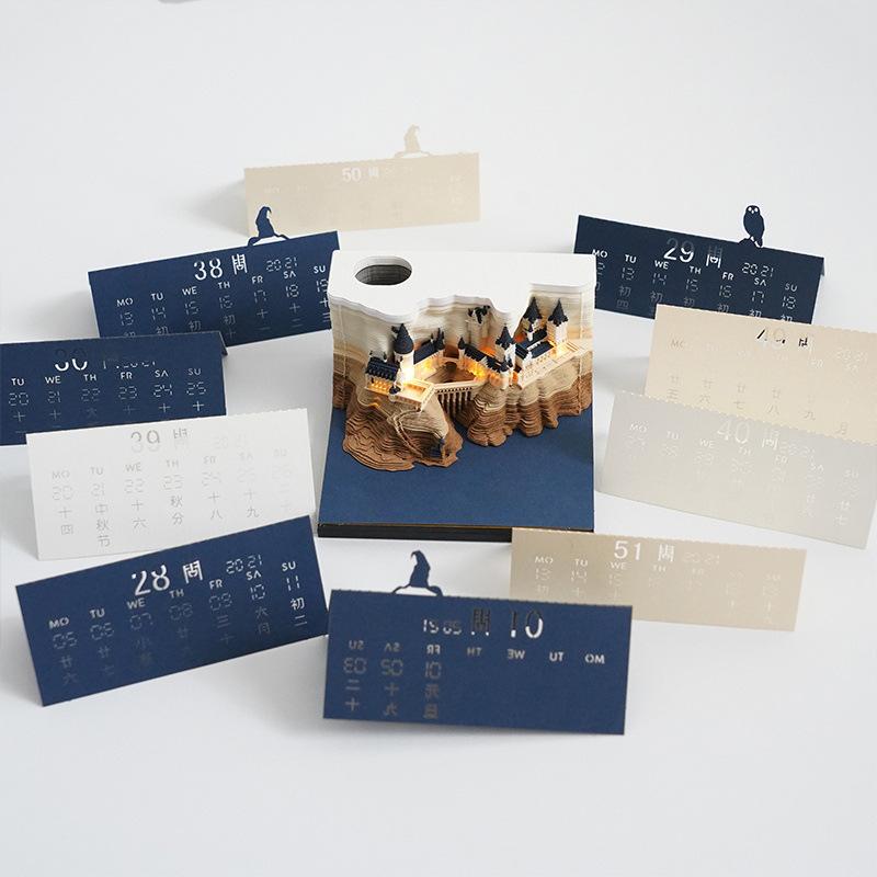 Magic Castle Environmental Art Paper-cut Paper Sculpture Decoration Notebook High-end Business Gift 3D Memo Pad