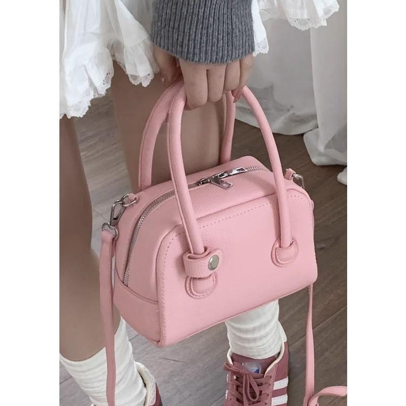 Портативная сумка для боулинга, модная розовая сумка цвета вишни, маленькая квадратная сумка через плечо для поездок на работу