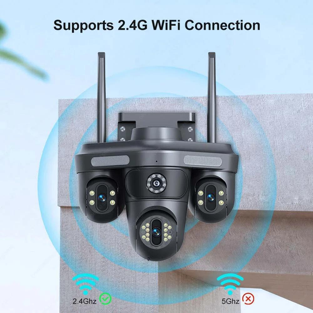 LS VISION 6K 12MP WiFi IP-камера с тремя объективами и 10-кратным зумом. Уличная PTZ-камера с функцией обнаружения движения. Умный дом. Безопасность. Защита. Видеонаблюдение. Камера видеонаблюдения 4K.