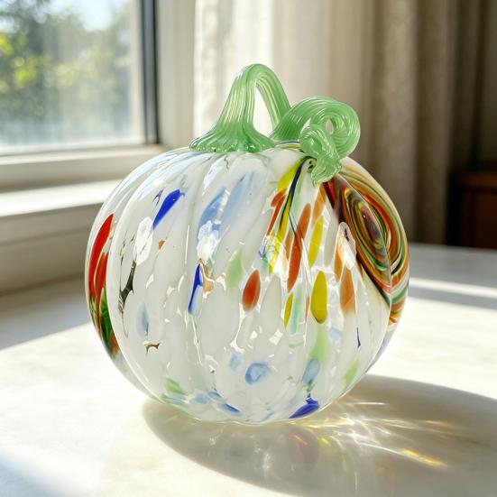 Мини-украшение из выдувного стекла в виде тыквы Коллекционное Thanksgiving Halloween Искусственный хрусталь Тыква Подвесное