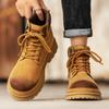 Men's Casual Boots Fashion Motorcycle Ankle Boots for Men Outdoor Non-Slip High Top Boots Men Leather Shoes Men's Lace-Up Botas