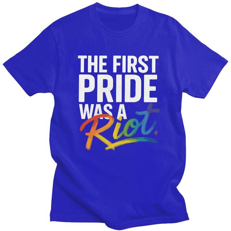 The First Pride Was A Riot Rainbow T Shirt for Unisex Short Sleeve Fashion Casual Clothing Summer Style Pure Cotton Camisetas