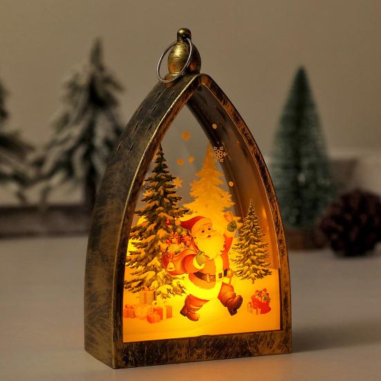 Винтажное Рождественское Украшение Дом Форма Санта Клаус Олень Снеговик Статуэтка Ночник Светящееся Украшение