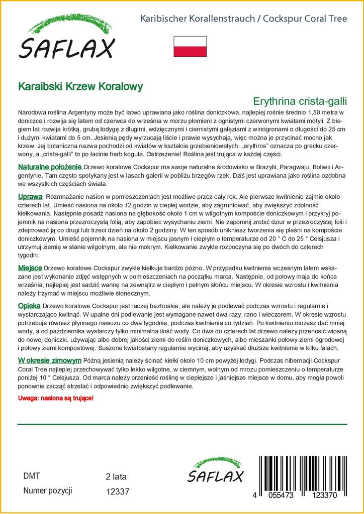 SAFLAX Cockspur Coral Tree - 6 семян - Erythrina cristagalli