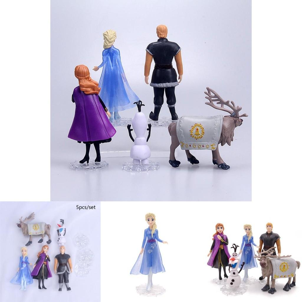 Delightful 5pcs Snow Queen Anna Elsa Frozen 2 Olaf Sven Kristoff Doll Figures For Kids