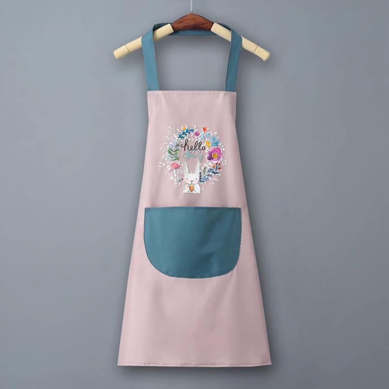 Summer Thin Waterproof & Oil-Proof Kitchen Apron with Hand Wiping Feature - Cute, Fashionable Design and Wider Waist for Stir-Fry Cooking