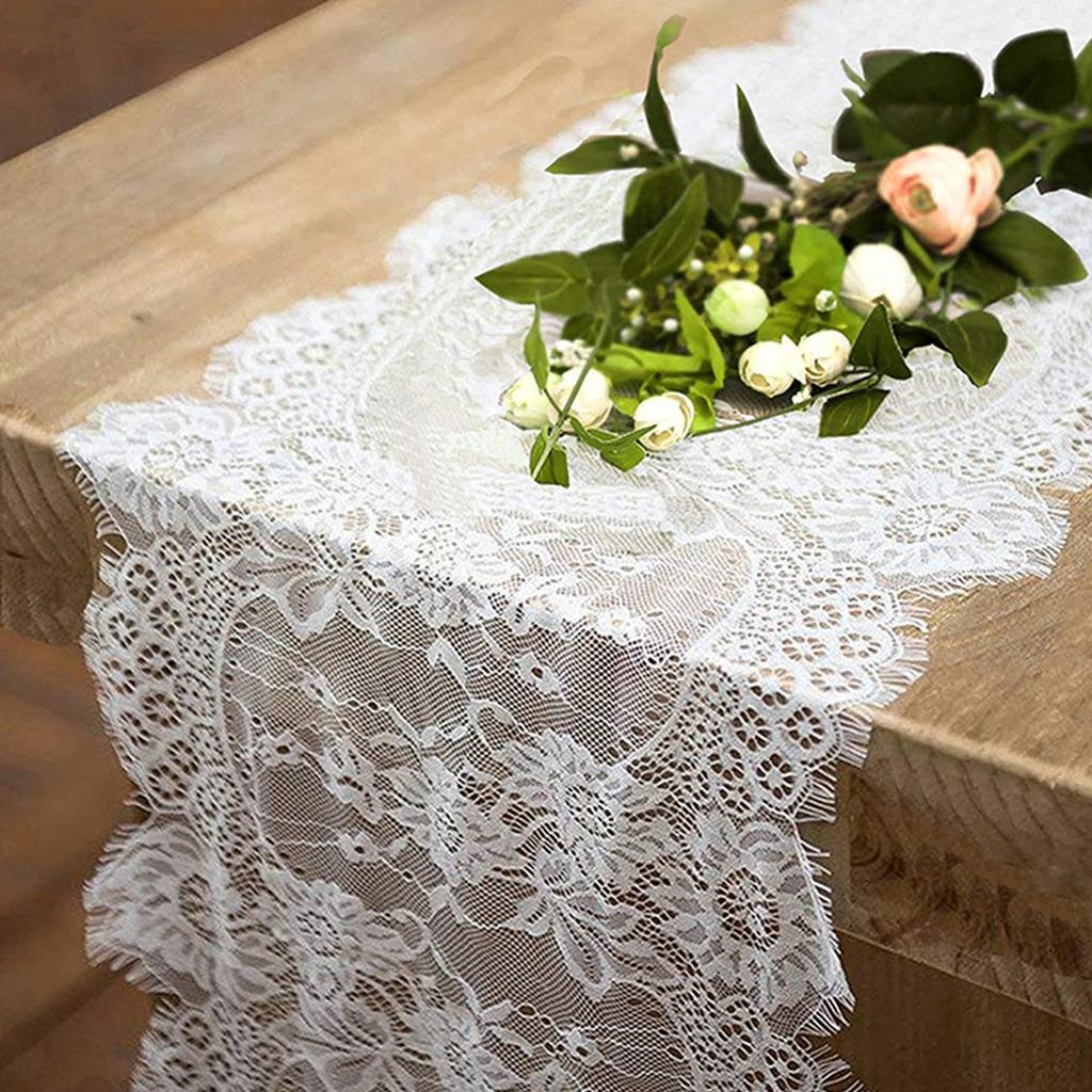 White Lace Table Runner French Wedding Table Cloth Family Table Decoration 36x300cm