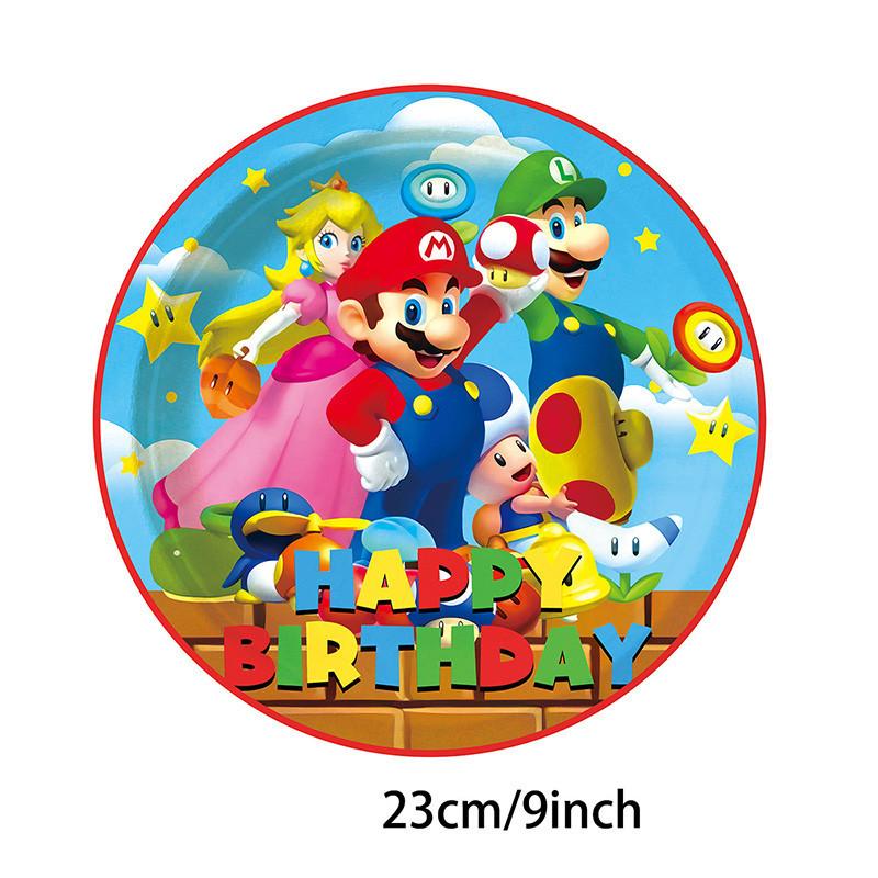 Супер Марио День рождения Посуда Украшения Бумажные тарелки Скатерть Набор Для Детской Вечеринки Принадлежности