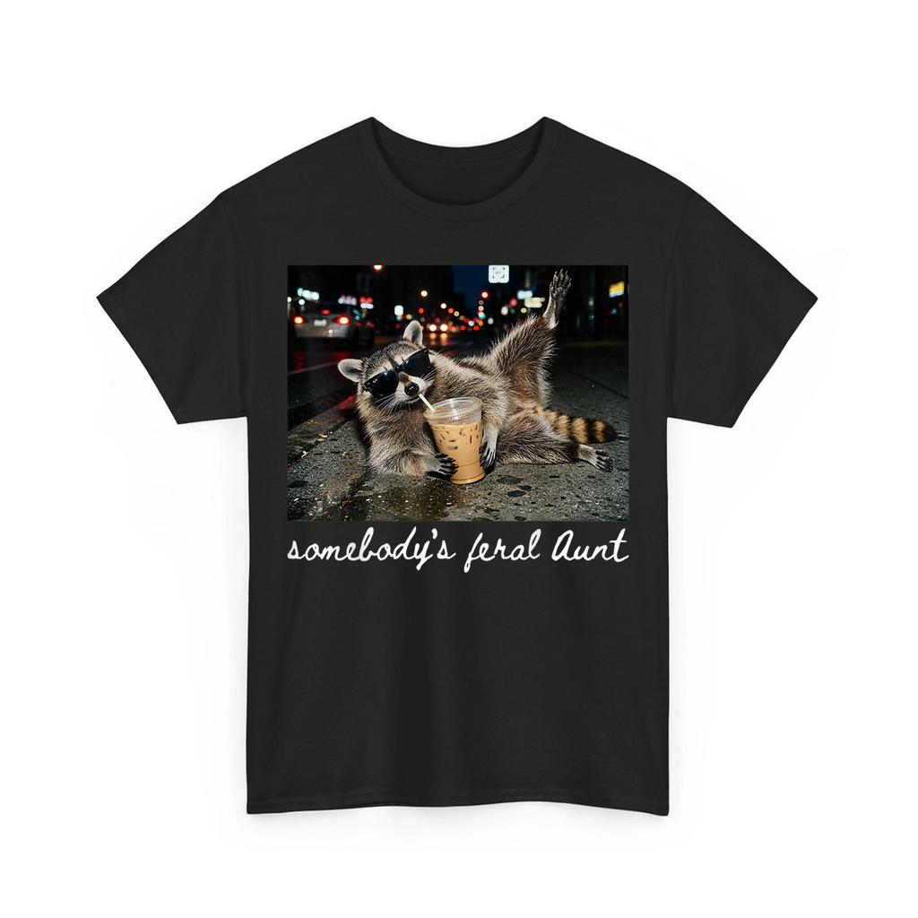 Feral Raccoon Coffee Lover Funny Meme Graphic T-Shirt Unisex Tee