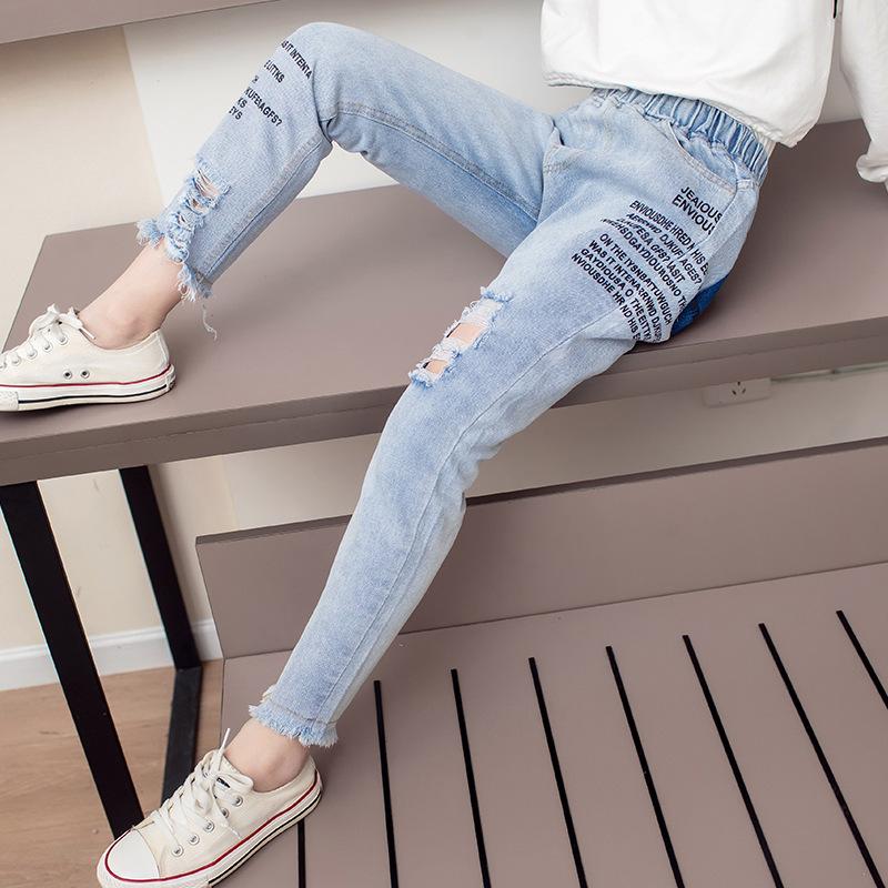 Модные повседневные джинсы для девочек, детские брюки-роботы с принтом граффити, джинсы для девочек, детские джинсовые джинсы, джинсы Macacao Infantil