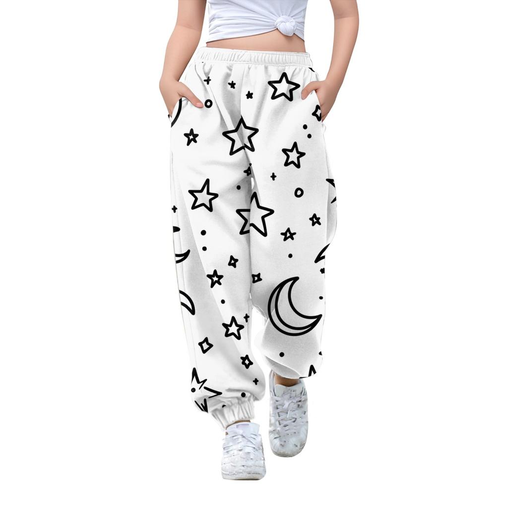 Детские свободные повседневные спортивные брюки с цветным принтом, повседневные брюки