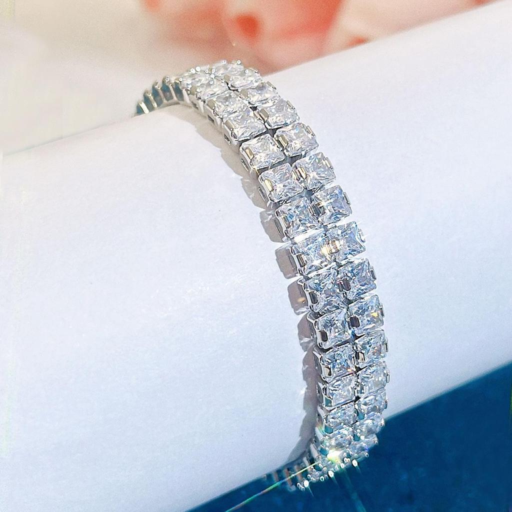 Ювелирные изделия ручной работы высшего качества CMM, квадратный цирконий, серебристый, золотой, свадебный браслет, широкий браслет для женщин