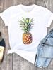 (Asian Size) Women Casual Pineapple Beach Style Short Sleeve T Shirt Fashion Print Lady Female Graphic T-shirts Tee Top Clothing