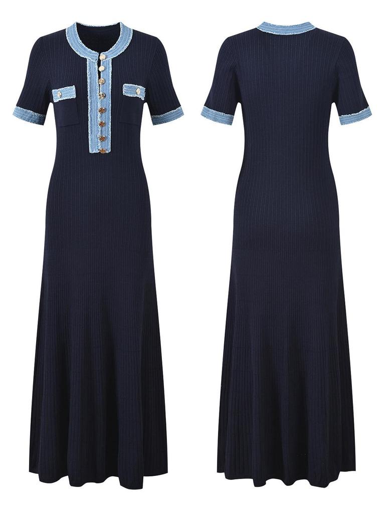 Летнее платье миди в стиле европейских и американских знаменитостей 2025 года