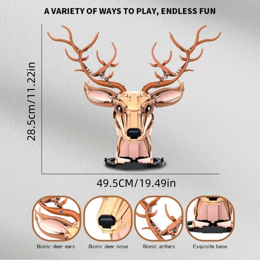 Creative Wildlife Deer Building Kit MOC Assembly Bricks Desktop Collectible Models Birthday Christmas Gifts for Kids 1017pcs