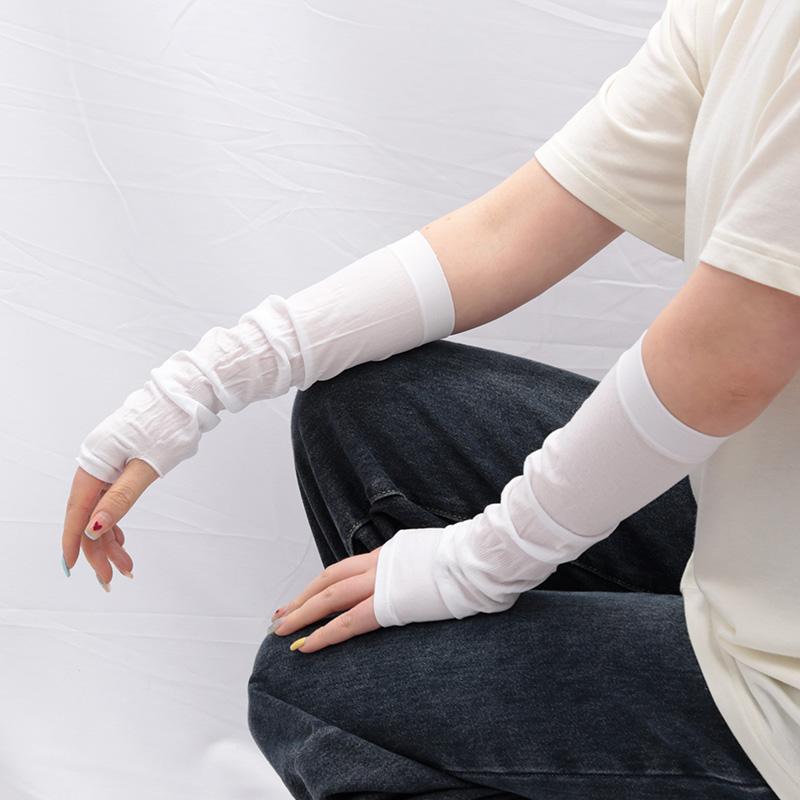 New Gothic Lolita Anime Solid Soft Rock Punk Gloves JK Girls Mittens Oversleeve Men Women Sun Block Cuff Fingerless Arm Warmers