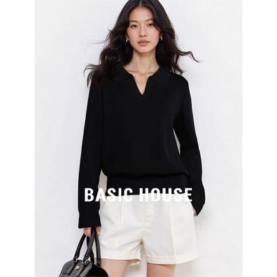 Базовый женский топ Basic House с V-образным вырезом и длинными рукавами из тенсела