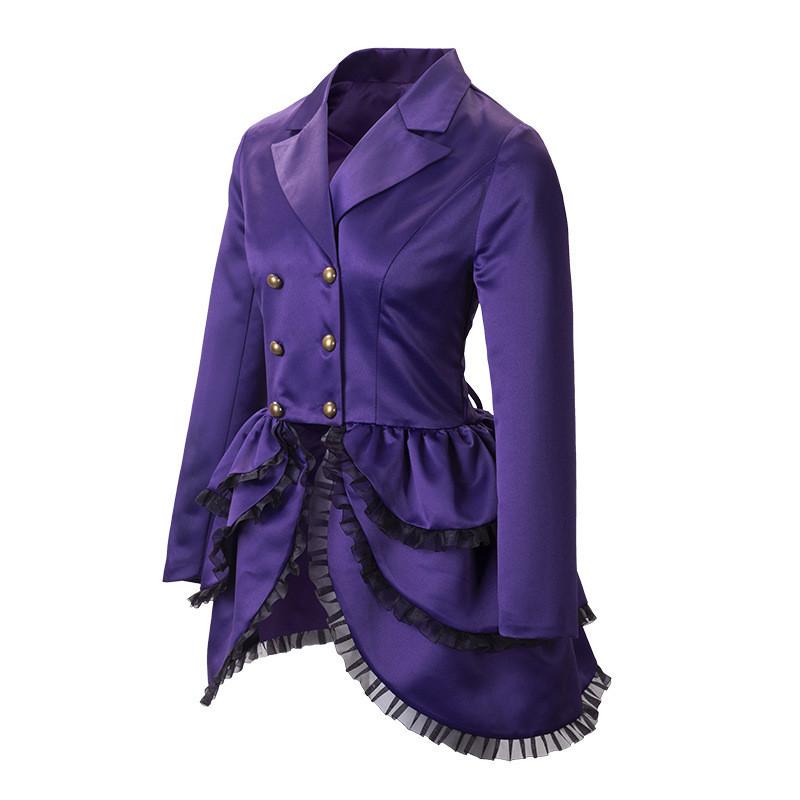 Women's Double-breasted Lace Trim Medieval Renaissance Cos Stage Performance Outfit