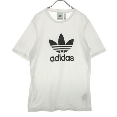 Футболка с логотипом adidas Trefoil, с коротким рукавом, с круглым вырезом, M, белая, мужская, б/у