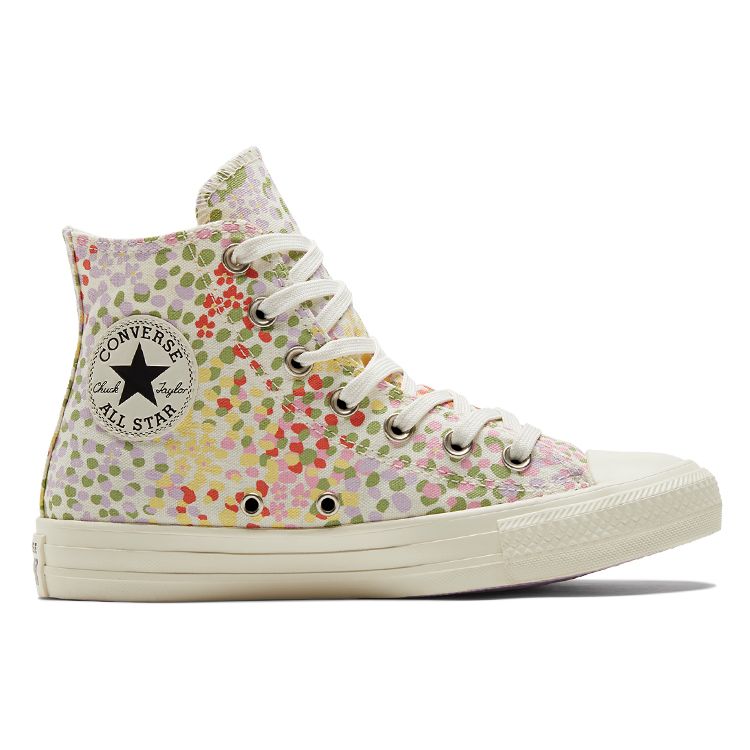 Converse Chuck Taylor All Star High Floral Print - Женские кроссовки Egret Белый Мульти Черный A01594C