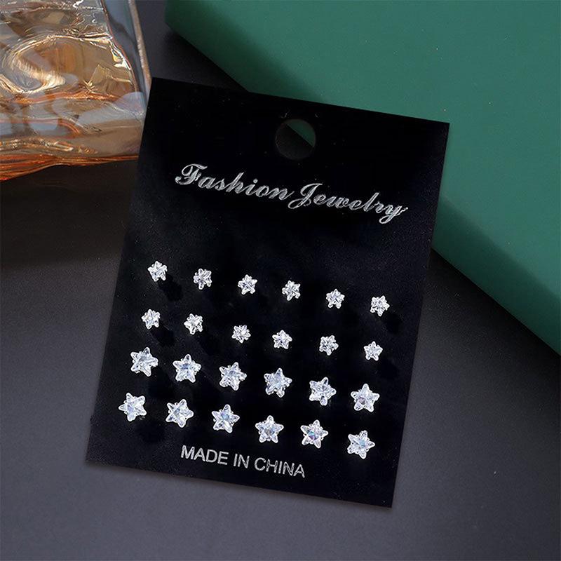 1Set Shiny Simple Wedding Stud Earrings Set For Women Men Luxury Stud Earrings Jewelry Accessories Gifts