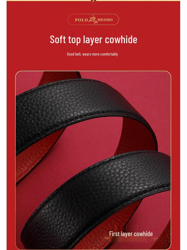 Paul Genuine Benmingnian Men's Premium Leather Belt with Automatic Buckle - Top Layer Cowhide, High-End Quality