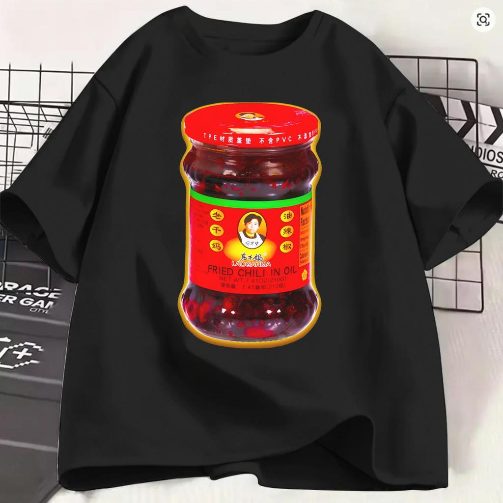 Lao Gan Ma Unisex T Shirts Chili Crisp Vintage Tee Shirt Short Sleeve Crewneck Tshirts Cotton Big Size Tops