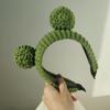 Милая мультяшная повязка на голову с большеглазой лягушкой, обруч для волос, шерстяные плетеные ленты для волос