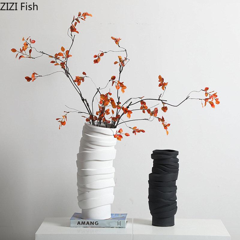 Minimalism Twisted Bandage Ceramic Vase Desk Decoration Floral Vases Porcelain Flowers Pots Flower Arrangement Modern Home Decor