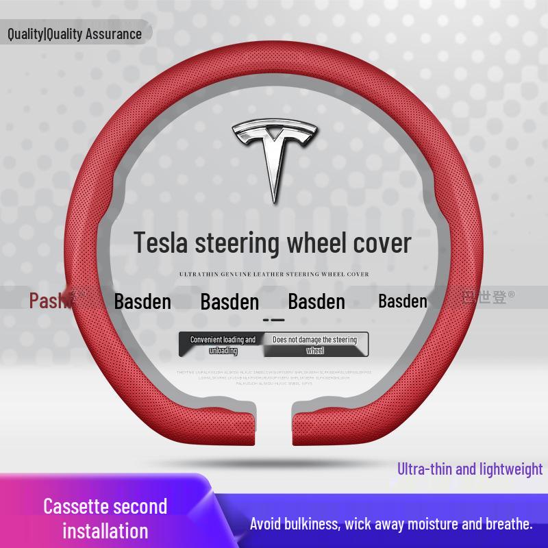 Tesla Model X/Y/3/S Genuine Leather Steering Wheel Cover
