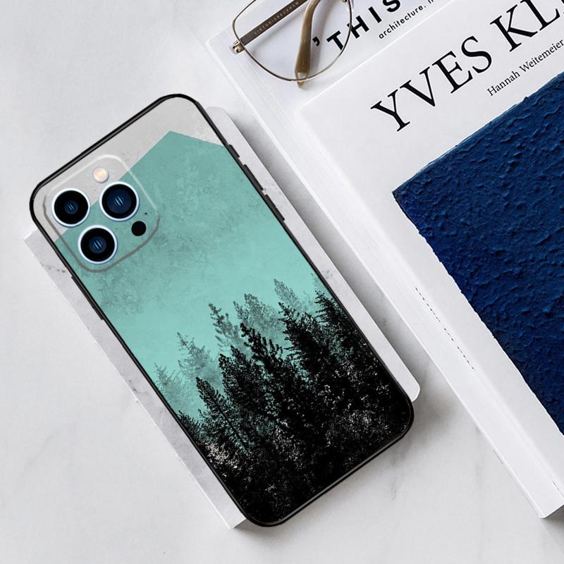 Forest Geometry Wood Nature Case For iPhone 17 Air 15 14 11 16 Pro Max 13 12 Mini 15 16 Plus 16e Funda Silicone Cover