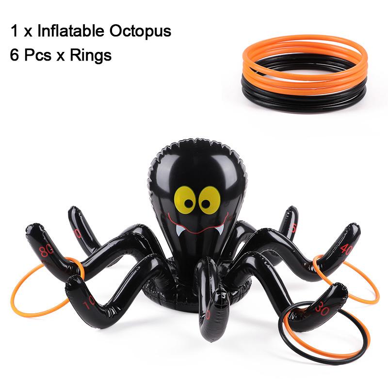Halloween Ring Toss Game Inflatable Spider Octopus Ring Toss Toy Family Games Kids Halloween Party Favors Supplies Gifts 2025