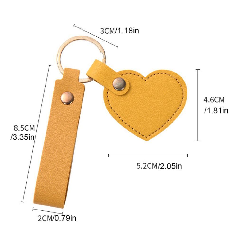 Solid Color Leather Heart Keyring PU Colorful Pendant Fashion Heart Shape Keychain  Unisex