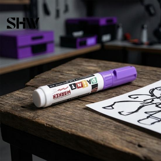Rubber Tire Paint Pens 12 Colors Flat Tip Marker, Oil Based Broad Pen for Metal Heavy Duty Steel Glass Leather, Waterproof Quick Dry Touch Up