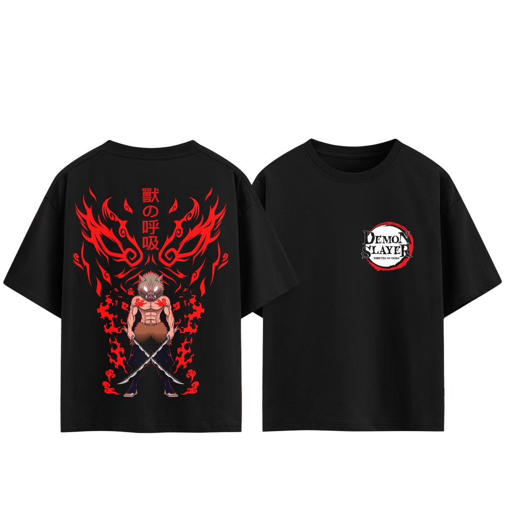Demon Slayer Hashibira Inosuke T-shirt Men and Women Summer Cotton Y2K Clothing Fashion Anime Fans Short Sleeve Tops Streetwear