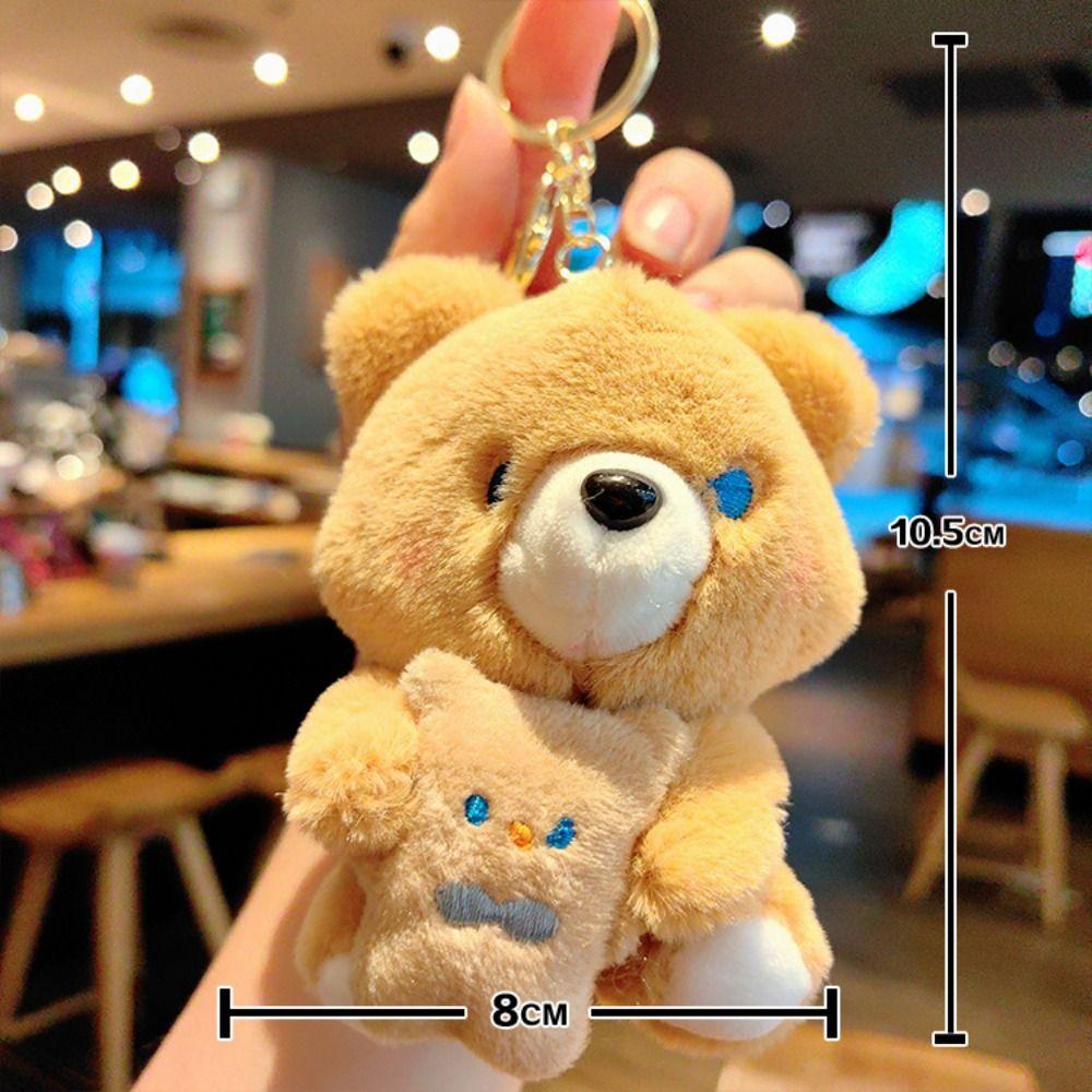 Animal Plush Animal Keychain Bear Hugging Series Plush Doll Keyring Doll Machine Prize