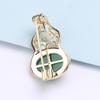 Blucome New Jewelry All-match Hollow Gourd Brooch Fulu Inlaid Hetian Jasper Women Pins Accessories
