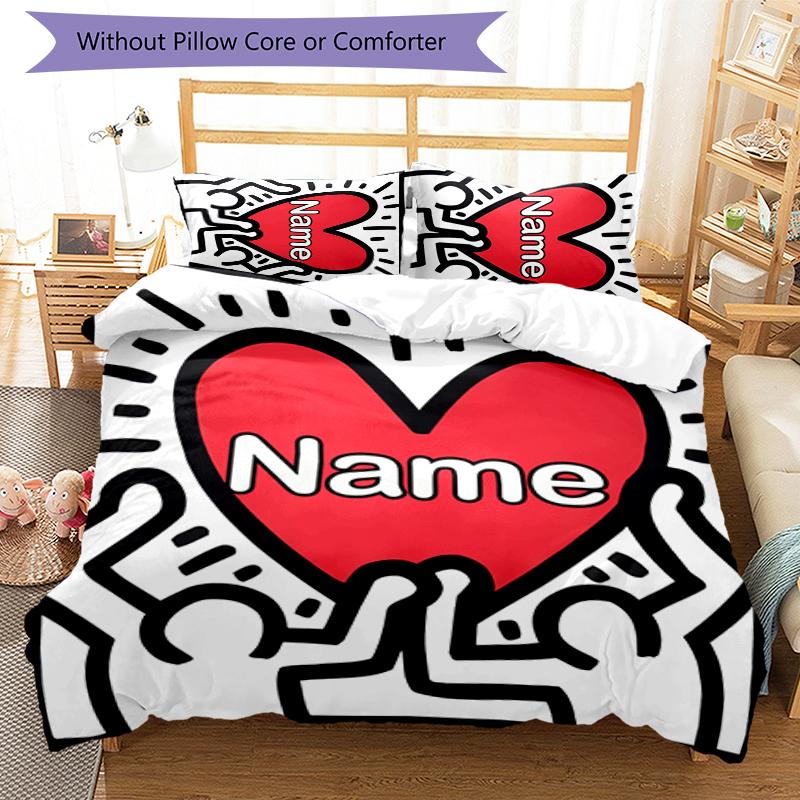 3pcs Custom Name Untitled Dance Bedding Set Duvet Cover Closure Includes 1 Duvet Cover & 2 Pillowcases for All Seasons Bedroom Decor