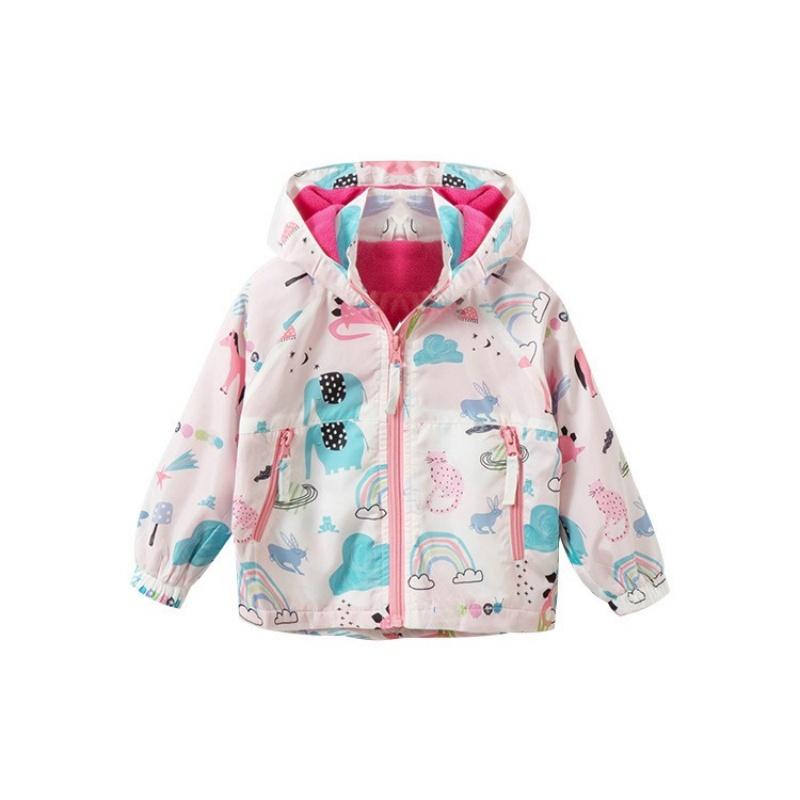 2025 Новые детские весенние уличные спортивные куртки с принтом, с капюшоном, на молнии, с длинным рукавом, детская верхняя одежда из полиэстера, осенние пальто для девочек