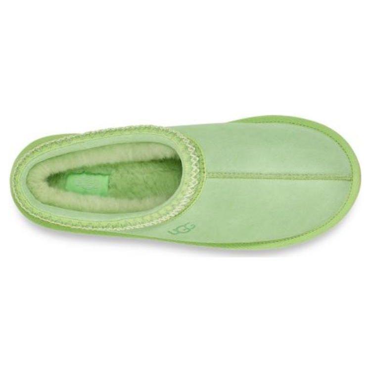 UGG Тасман Двухслойные кожаные с круглым носком Плюшевые модные хлопковые тапочки Мужские тапочки Попугайно-зеленый 5950-PTGN