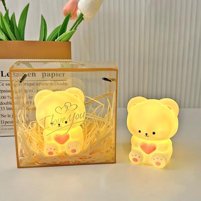 Мультяшный Милый Ночник в форме Сердца Медведь Прикроватный Окружающий Свет Светящаяся Игрушка