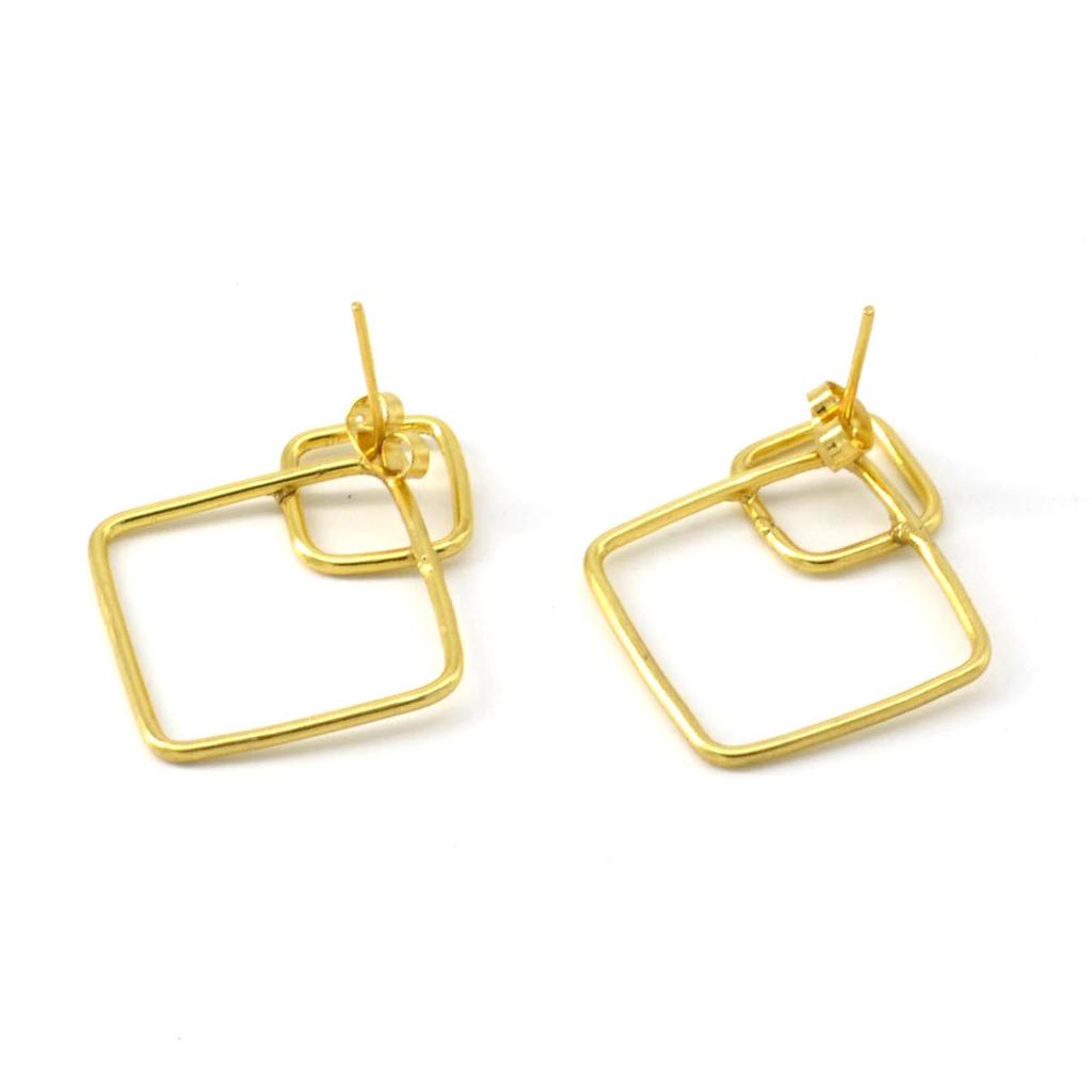 Квадратные серьги из стерлингового серебра 925 пробы, простые серьги-гвоздики ручной работы, подарок для нее