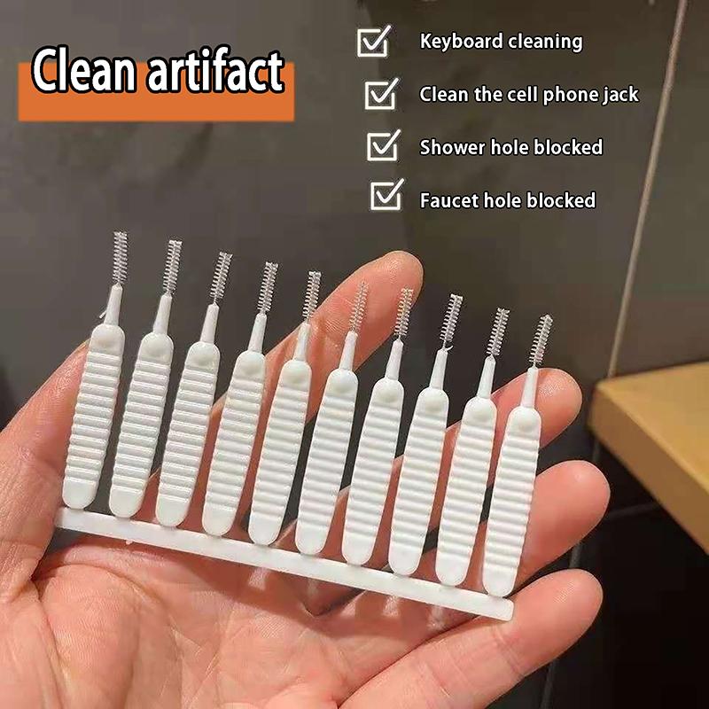 10Pcs/Set Shower Head Cleaning Brush White Small Brush Anti-Clogging Nylon Pore Gap Clean Brush For Phone Hole Kitchen Bathroom