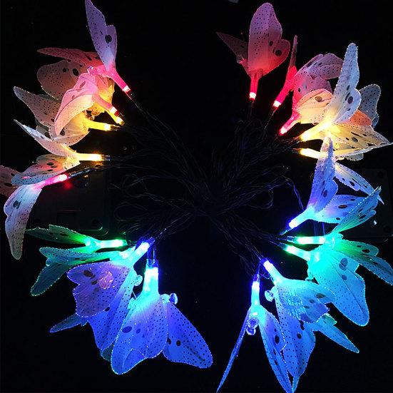 46011 LED Solar Optic Butterfly Dragonfly Power Fibre String Light Garden Decor