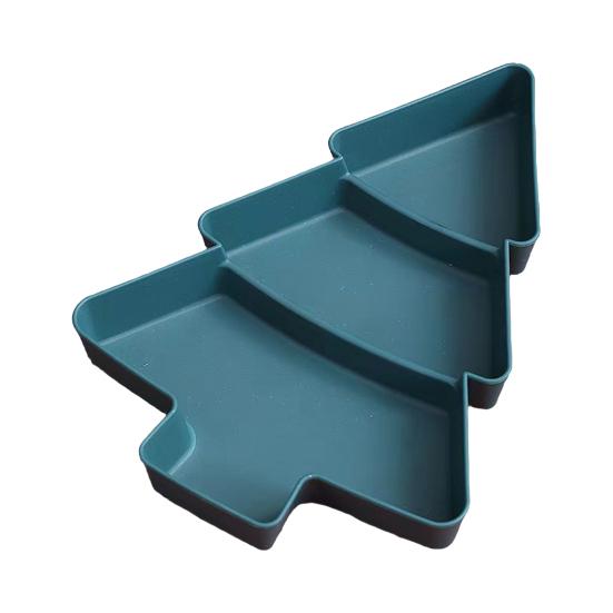 Рождественская елка Разделенный поднос для закусок Пластиковое сервировочное блюдо для фруктов, орехов, конфет Штабелируемое блюдо для еды для праздничных вечеринок Компактный кухонный органайзер